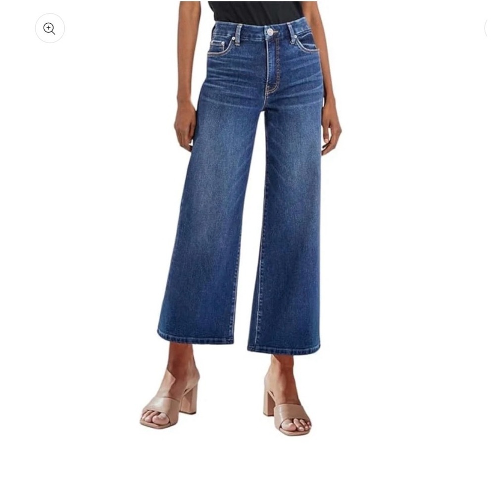 Genleck Women's Wide Leg Jeans Trendy Cropped Loose Jeans 8